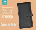 Cover a Libro in Pelle Nera Fancy per Samsung J7 2016