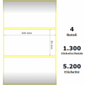 White 100x50mm,1300 Et/Rotolo Z-2000D,3.9x2x1 Core, 4 Rolls